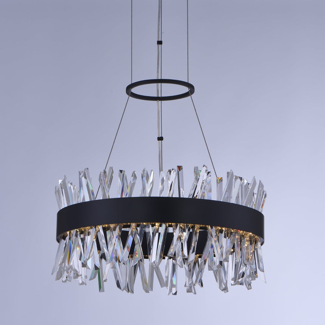 Glacier 20 Inch LED Round Pendant Matte Black Allegri