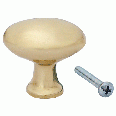 1 1/2 Inch Heavy Traditional Solid Brass Egg Cabinet Knob (Lacquered Brass Finish) COPPER MOUNTAIN HARDWARE