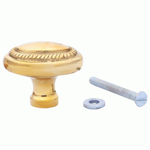 1 1/2 Inch Solid Brass Georgian Roped Egg Shaped Knob (Lacquered Brass Finish) COPPER MOUNTAIN HARDWARE