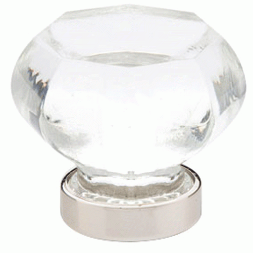 1 1/4 Inch Old Town Clear Cabinet Knob (Polished Nickel Finish) EMTEK