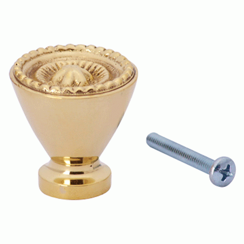 1 1/4 Inch Solid Brass Beaded Star Round Knob (Lacquered Brass Finish) COPPER MOUNTAIN HARDWARE