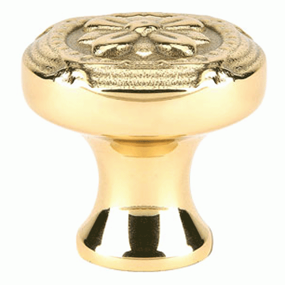 1 1/4 Inch Solid Brass Ribbon & Reed Cabinet Knob (Polished Brass) EMTEK