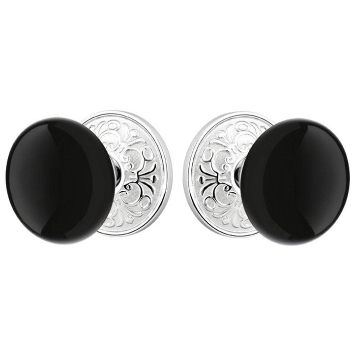 Emtek Black Porcelain Ebony Door Knob Set With Lancaster Rosette (Several Finishes Available) EMTEK