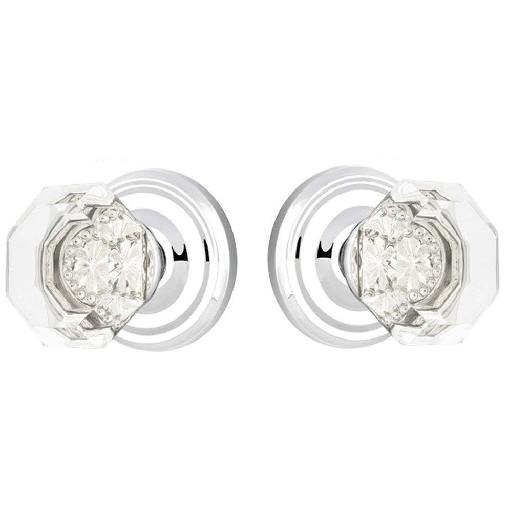 Emtek 820OT Old Town Clear Crystal Door Knob Set with Brass Rosette Polished Chrome Knobset EMTEK