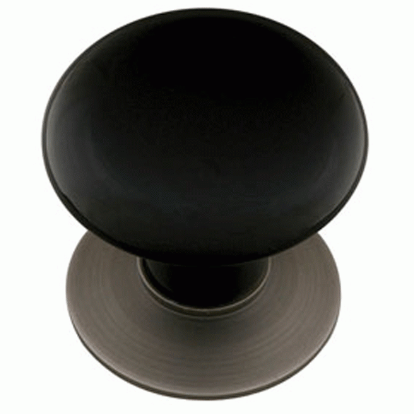 1 3/4 Inch Ebony Porcelain Cabinet Knob (Pewter Finish) EMTEK