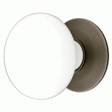 1 3/4 Inch Ice White Porcelain Cabinet Knob (Pewter Finish) EMTEK