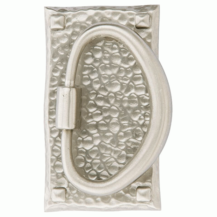 Emtek Arts & Crafts 3 Inch Solid Brass Hammered Oval Pull (Brushed Nickel Finish) EMTEK