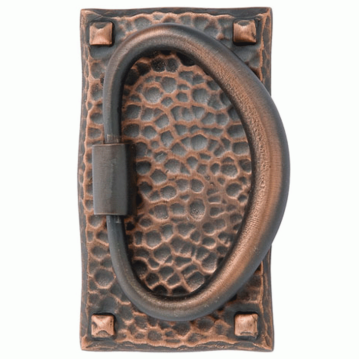 Emtek Arts & Crafts 3 Inch Solid Brass Hammered Oval Pull (Oil Rubbed Bronze Finish) EMTEK