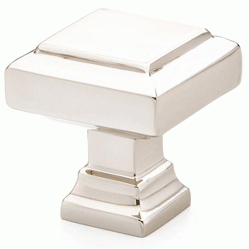 1 5/8 Inch Solid Brass Geometric Square Knob (Polished Nickel Finish) EMTEK