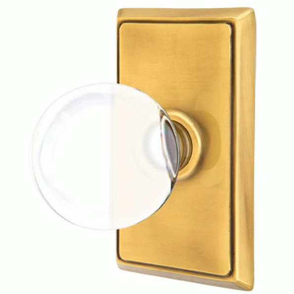 Crystal Bristol Door Knob Set With Rectangular Rosette (Several Finish Options) EMTEK