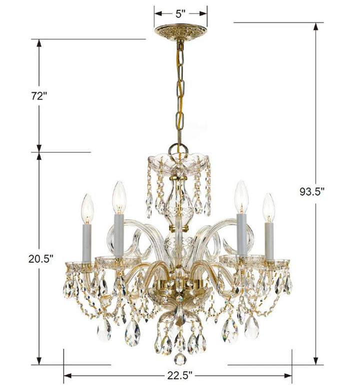 Crystorama Crystorama Traditional Crystal 5 Light Swarovski Strass Crystal Polished Brass Chandelier