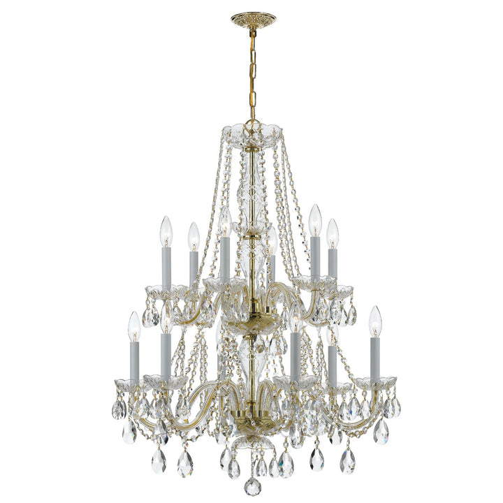 Crystorama Crystorama Traditional Crystal 12 Light Hand Cut Crystal Polished Brass Chandelier