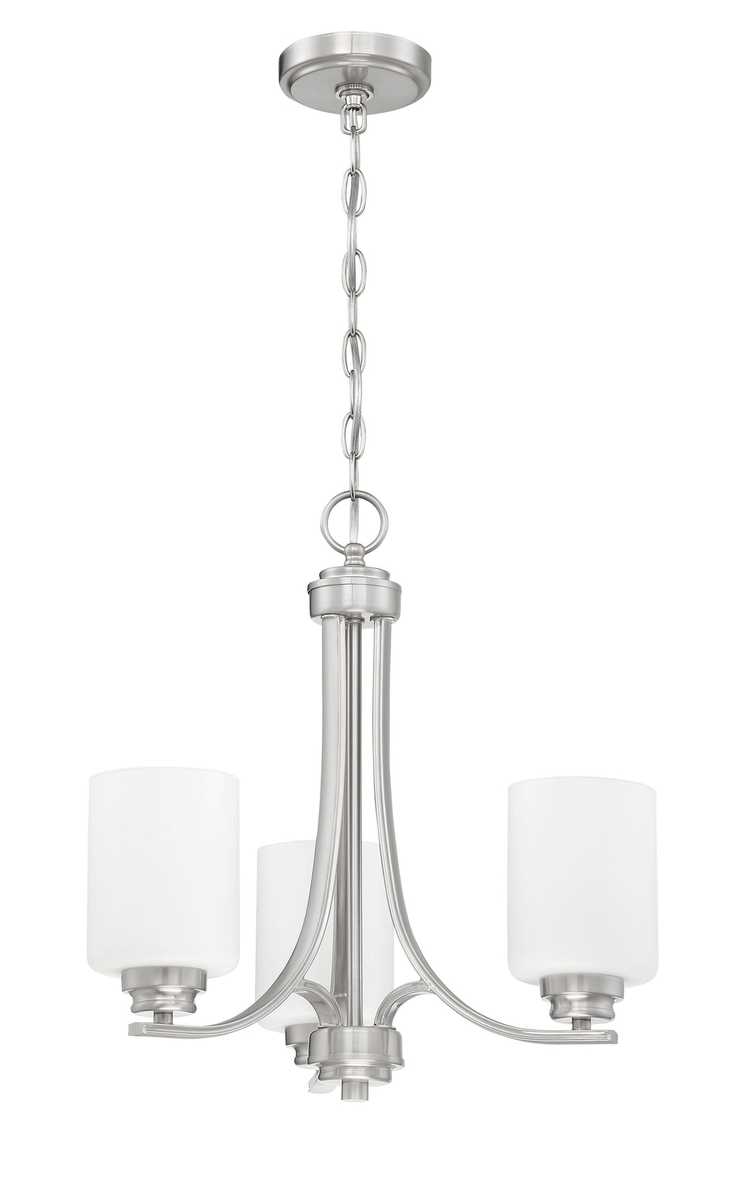 Bolden 3 Light Chandelier in Brushed Polished Nickel (White Glass) CRAFTMADE