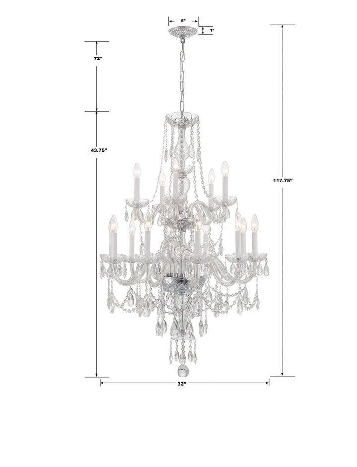Crystorama Crystorama Traditional Crystal 15 Light Hand Cut Crystal Polished Chrome Chandelier