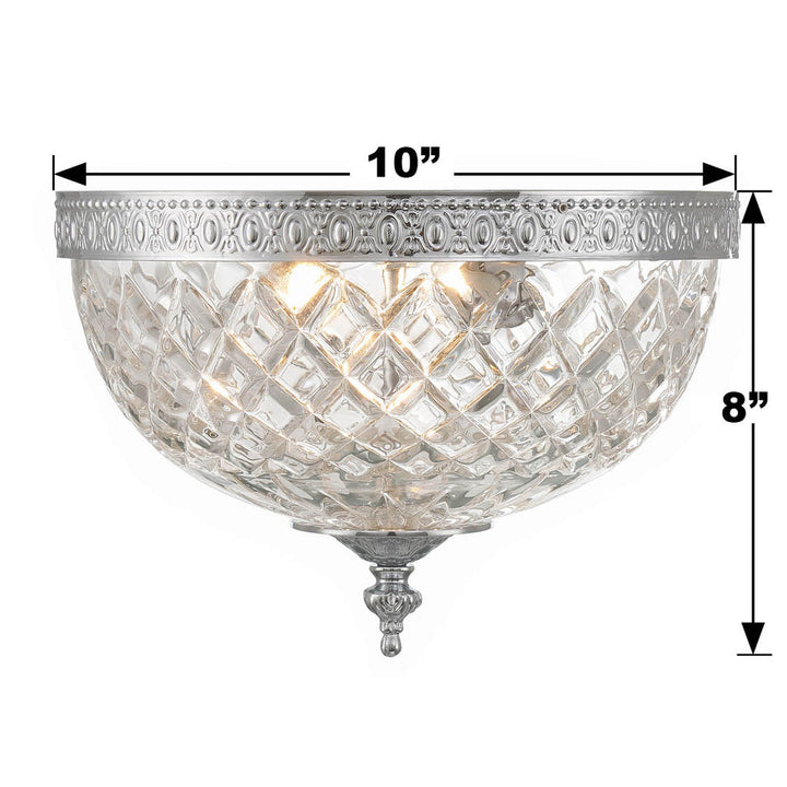 Crystorama 2 Light Polished Chrome Crystal Flush Mount Crystorama