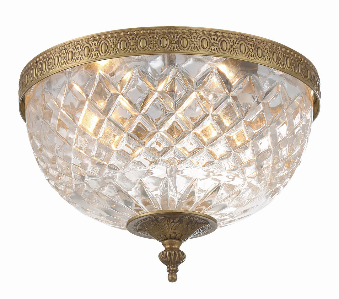 Crystorama 2 Light Olde Brass Crystal Flush Mount Crystorama