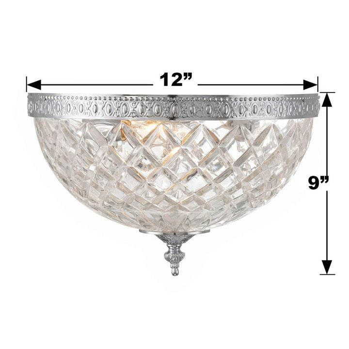 Crystorama 3 Light Polished Chrome Crystal Flush Mount Crystorama