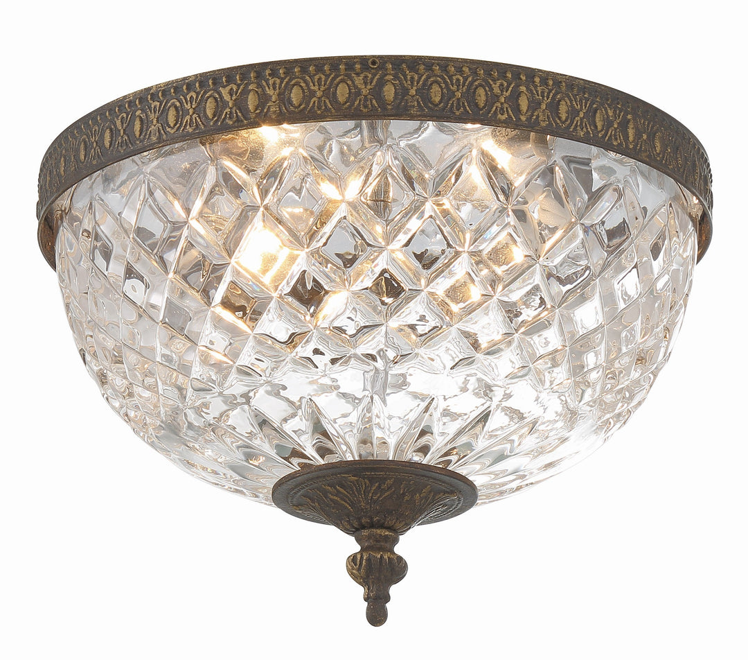 Crystorama 3 Light English Bronze Crystal Flush Mount Crystorama