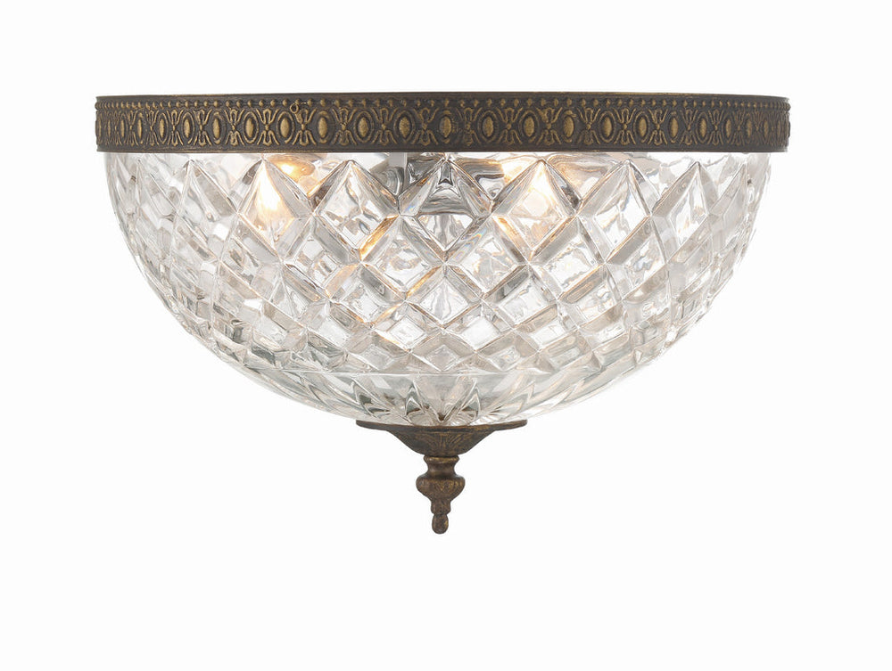 Crystorama 3 Light English Bronze Crystal Flush Mount Crystorama