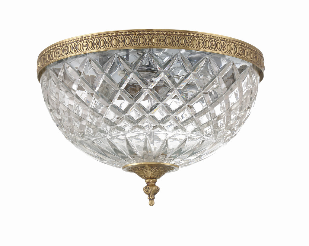 Crystorama 3 Light Olde Brass Crystal Flush Mount Crystorama