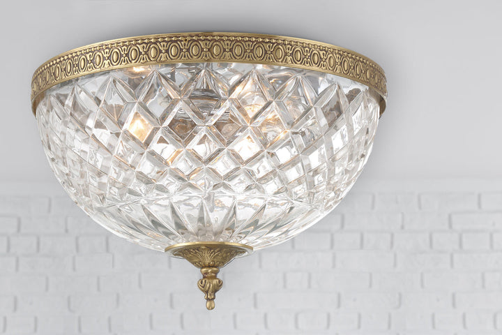 Crystorama 3 Light Olde Brass Crystal Flush Mount Crystorama