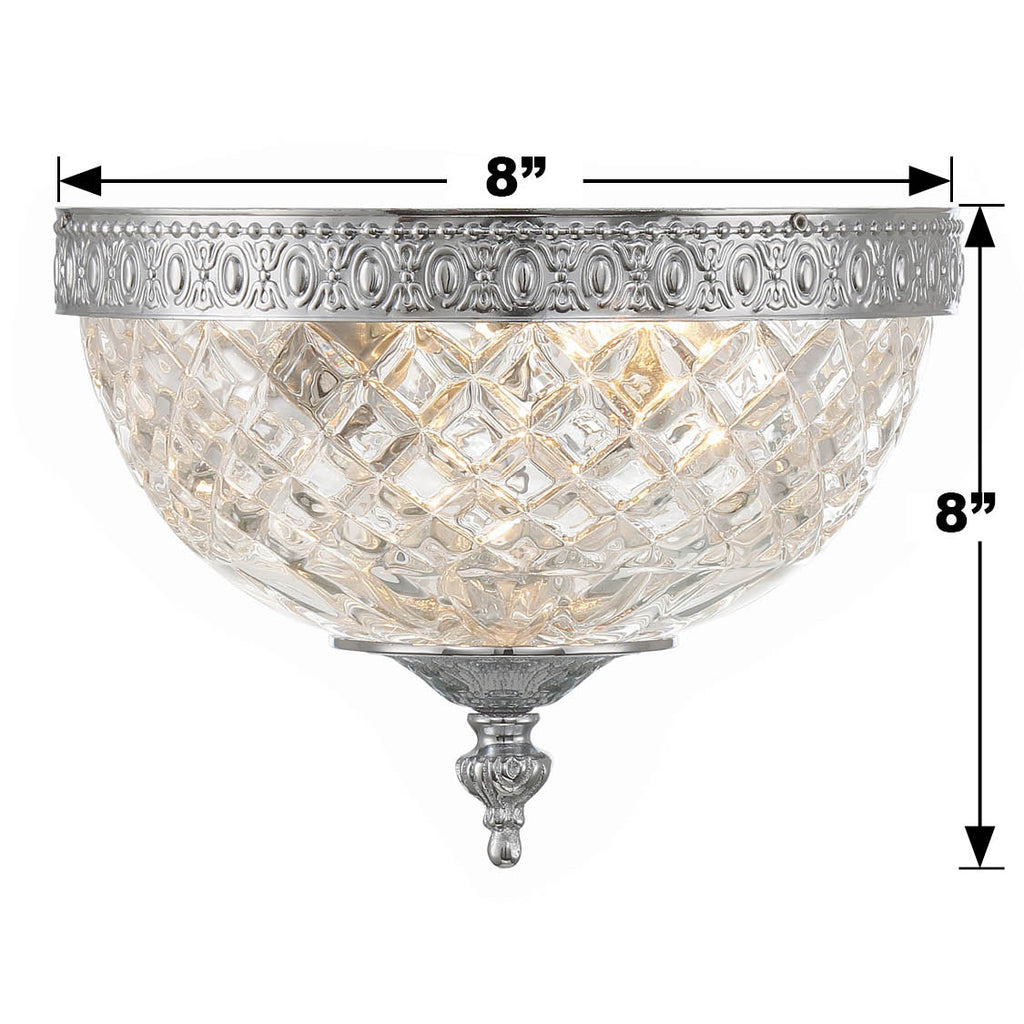 Crystorama 2 Light Polished Chrome Crystal Flush Mount Crystorama