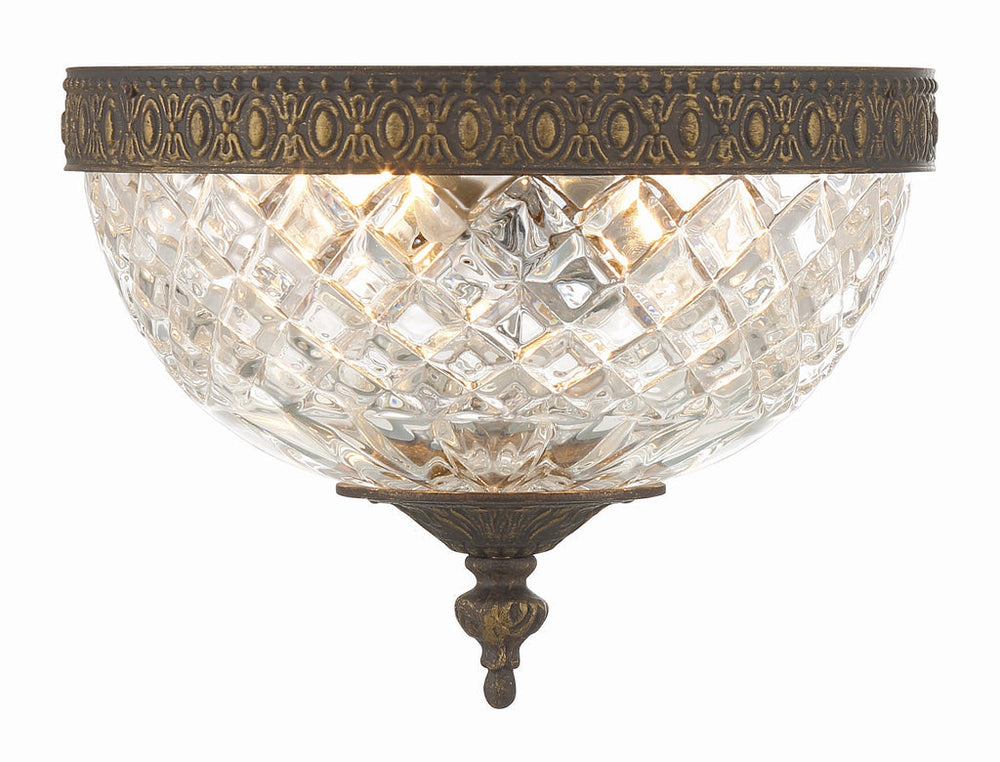 Crystorama 2 Light English Bronze Crystal Flush Mount Crystorama