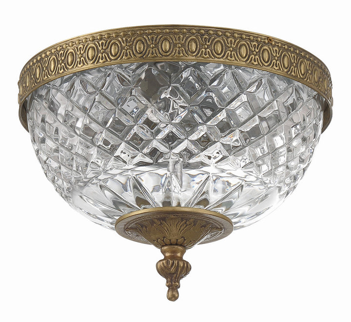 Crystorama 2 Light Olde Brass Crystal Flush Mount Crystorama