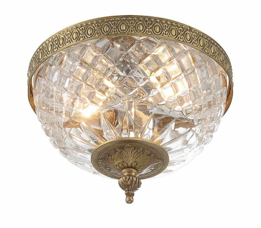 Crystorama 2 Light Olde Brass Crystal Flush Mount Crystorama