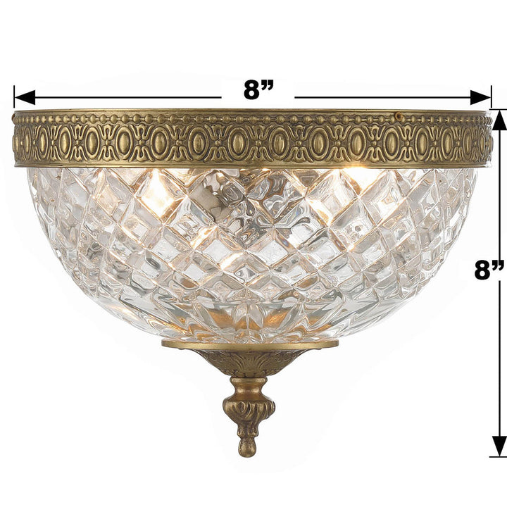 Crystorama 2 Light Olde Brass Crystal Flush Mount Crystorama