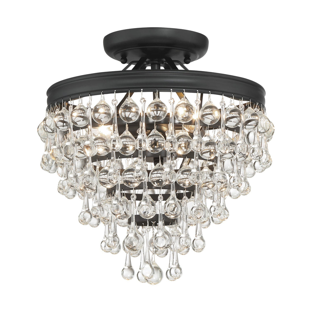 Calypso 3 Light Matte Black Semi Flush Mount Crystorama