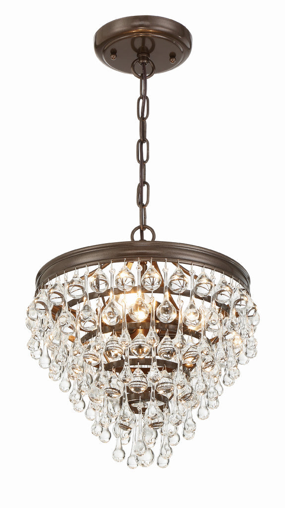 Calypso 3 Light Crystal Teardrop Vibrant Bronze Mini Chandelier Crystorama