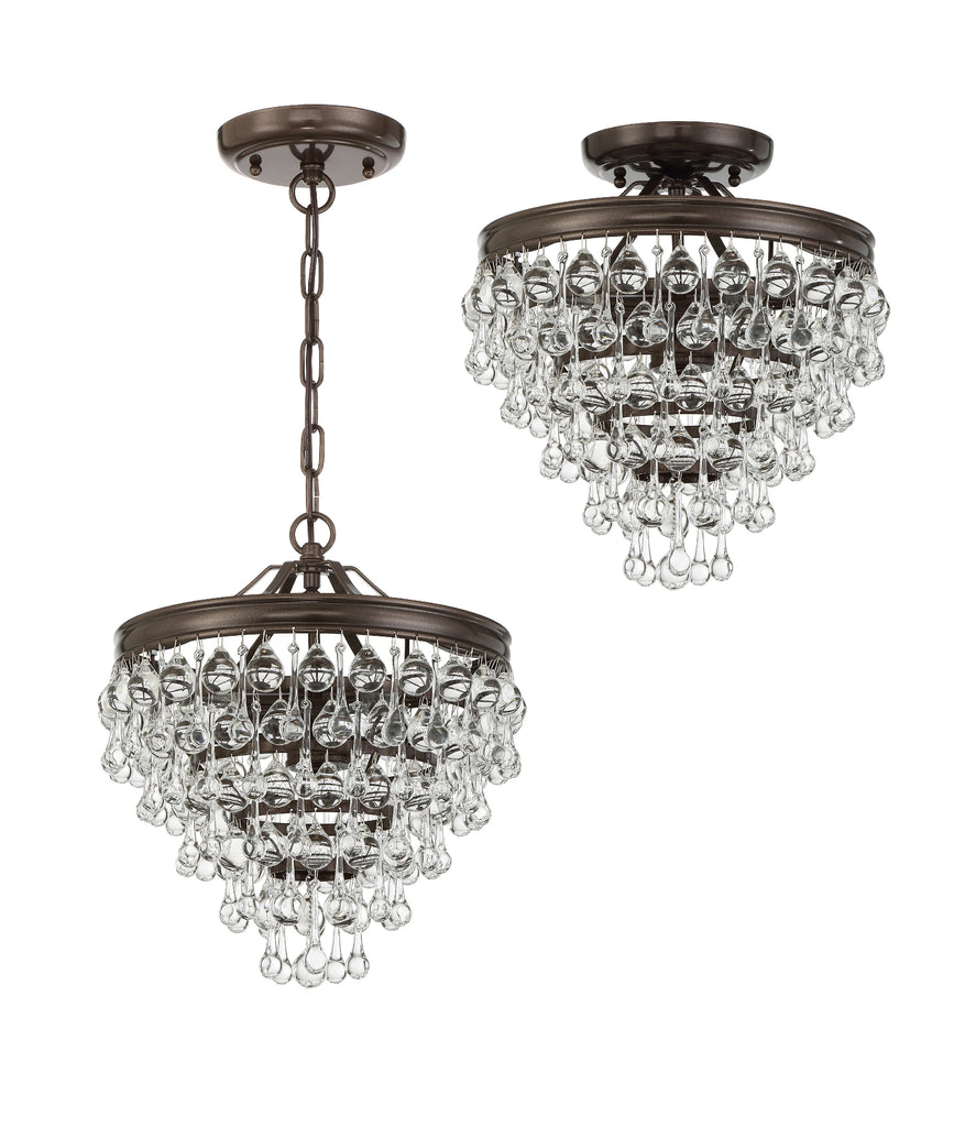 Calypso 3 Light Crystal Teardrop Vibrant Bronze Mini Chandelier Crystorama