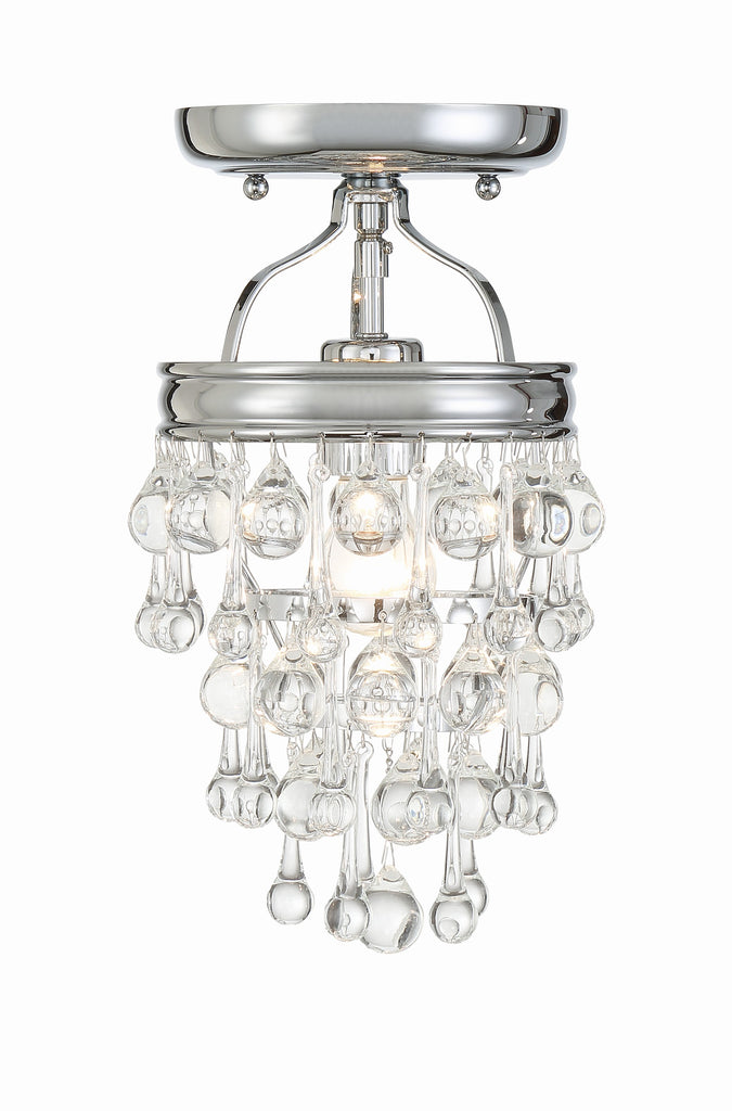 Calypso 1 Light Crystal Teardrop Polished Chrome Semi Flush Mount Crystorama