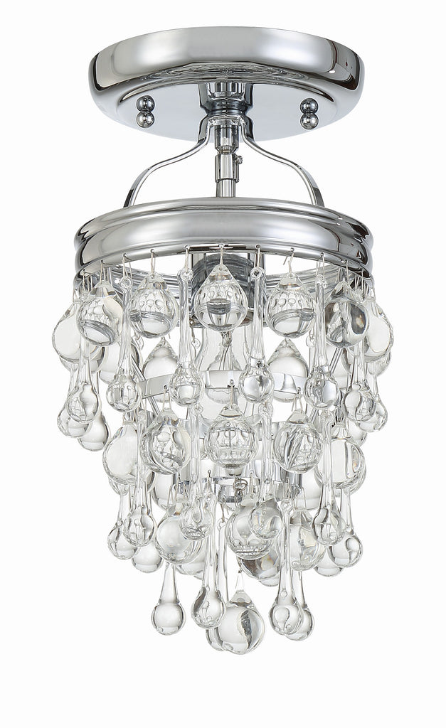 Calypso 1 Light Crystal Teardrop Polished Chrome Semi Flush Mount Crystorama