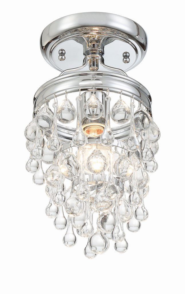 Calypso 1 Light Crystal Teardrop Polished Chrome Semi Flush Mount Crystorama