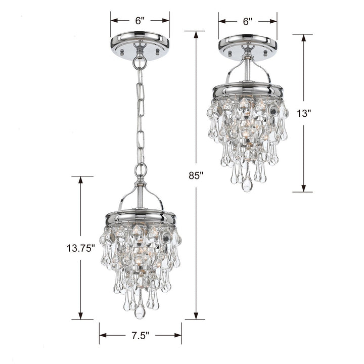 Calypso 1 Light Crystal Teardrop Polished Chrome Semi Flush Mount Crystorama