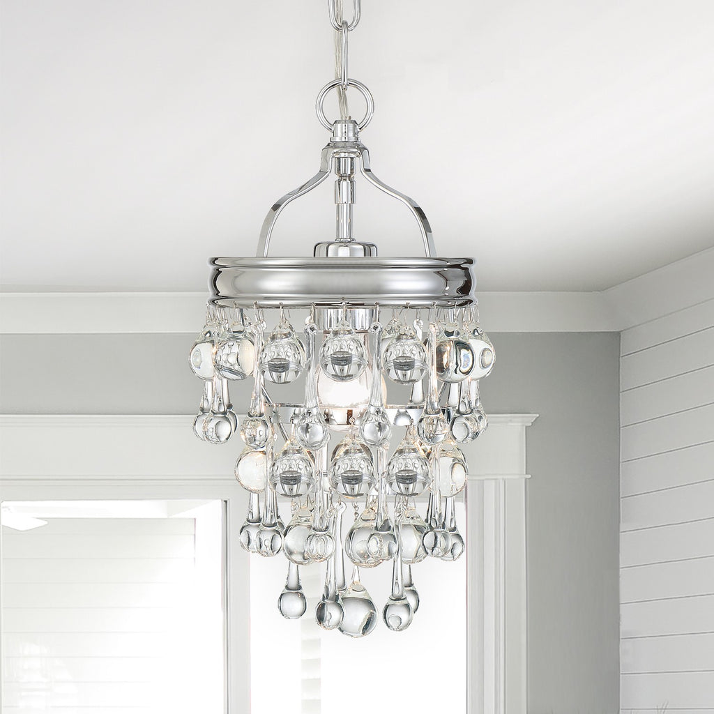 Crystorama Crystorama Calypso 1 Light Crystal Teardrop Polished Chrome Mini Pendant