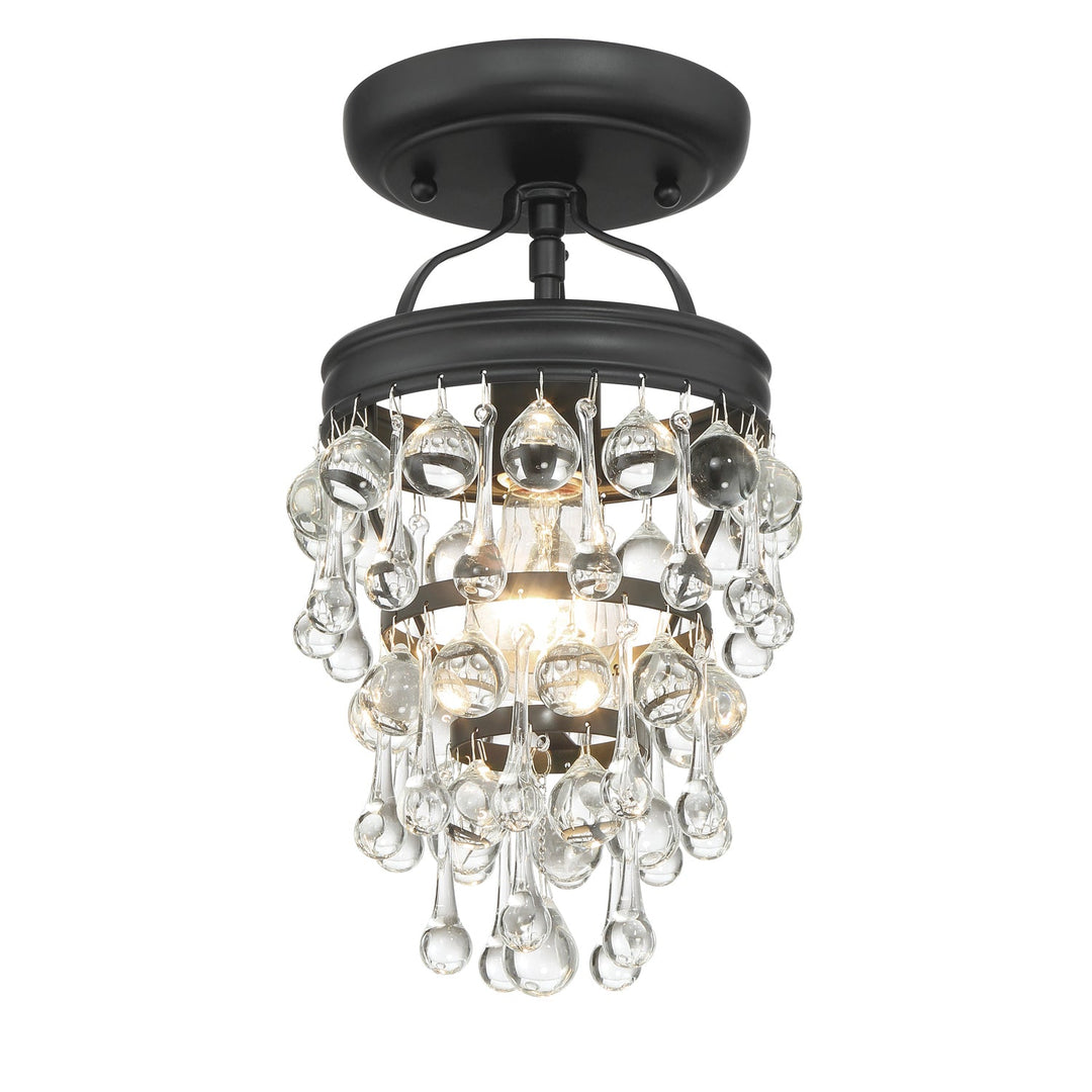 Calypso 1 Light Matte Black Semi Flush Mount Crystorama