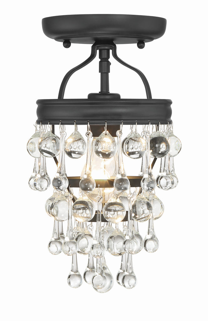 Calypso 1 Light Matte Black Semi Flush Mount Crystorama