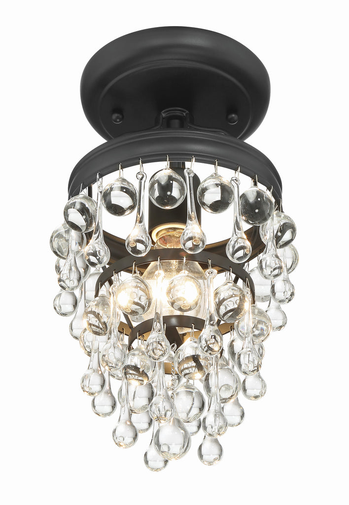 Calypso 1 Light Matte Black Semi Flush Mount Crystorama