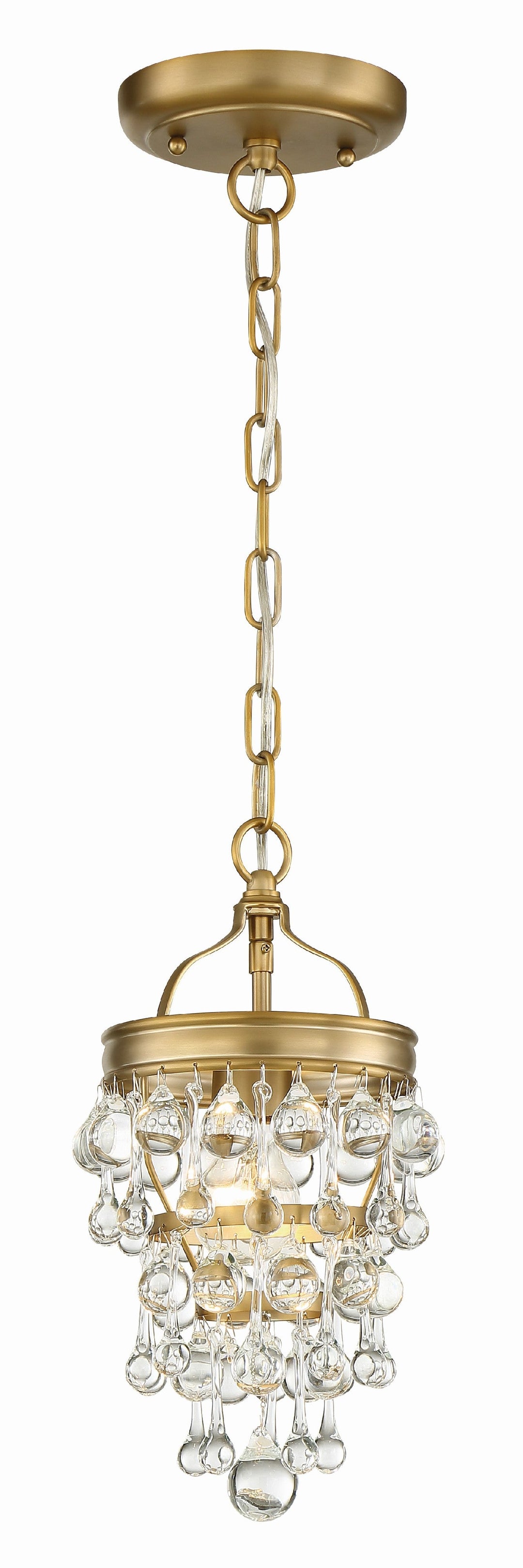 Crystorama Crystorama Calypso 1 Light Crystal Teardrop Vibrant Gold Mini Pendant