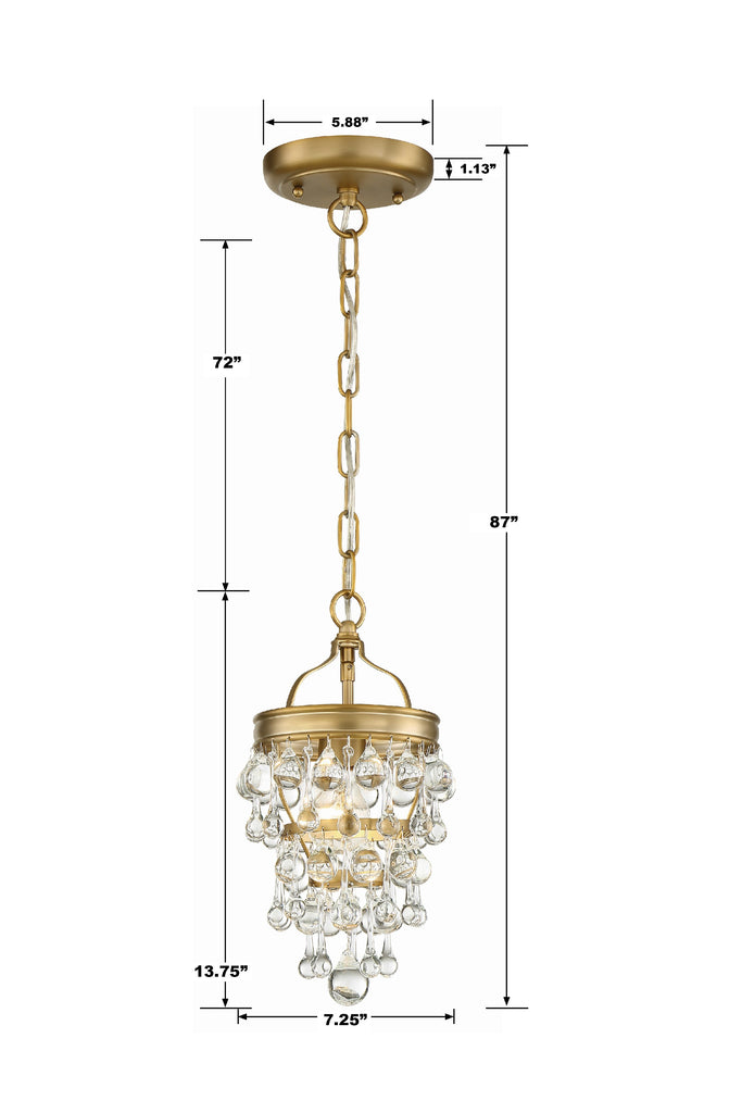 Crystorama Crystorama Calypso 1 Light Crystal Teardrop Vibrant Gold Mini Pendant