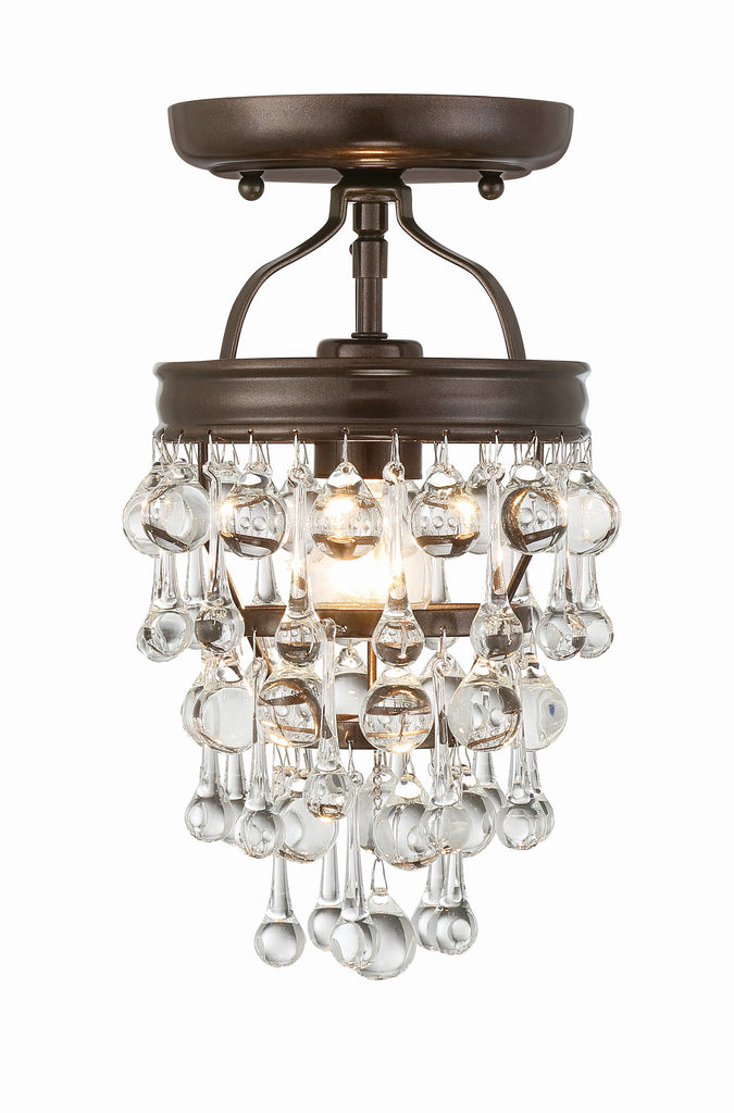 Calypso 1 Light Crystal Teardrop Vibrant Bronze Semi Flush Mount Crystorama