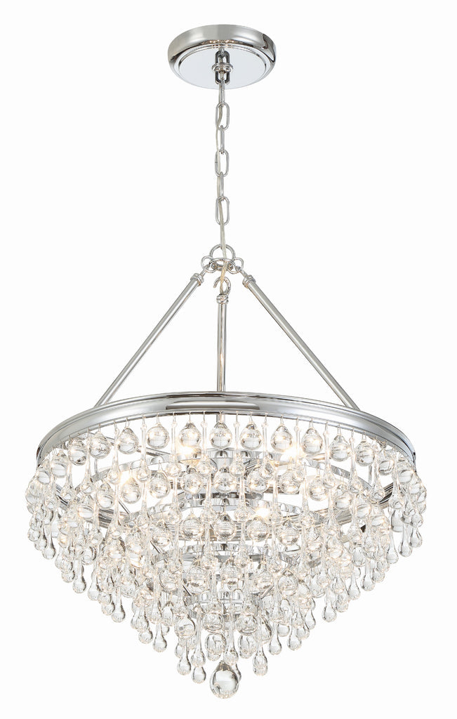 Calypso 6 Light Crystal Teardrop Polished Chrome Chandelier Crystorama