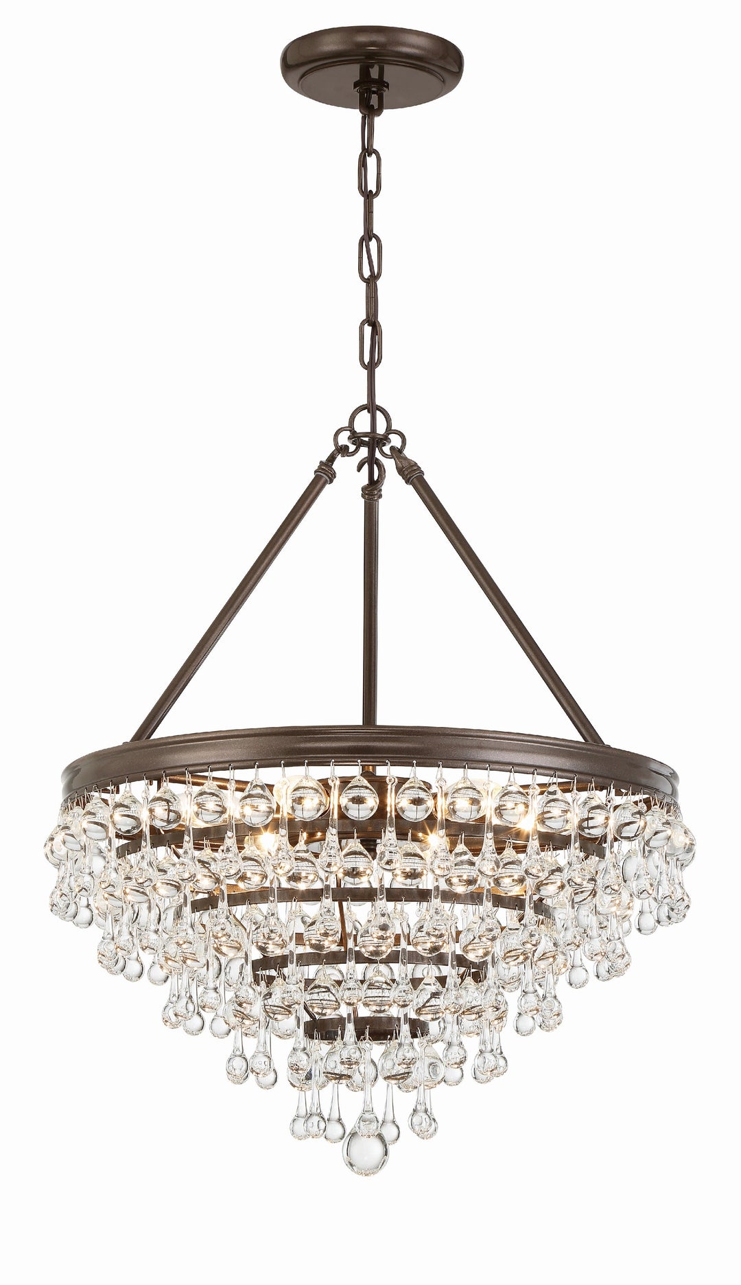 Calypso 6 Light Crystal Teardrop Vibrant Bronze Chandelier Crystorama