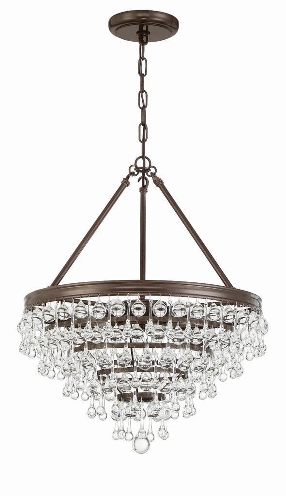 Calypso 6 Light Crystal Teardrop Vibrant Bronze Chandelier Crystorama