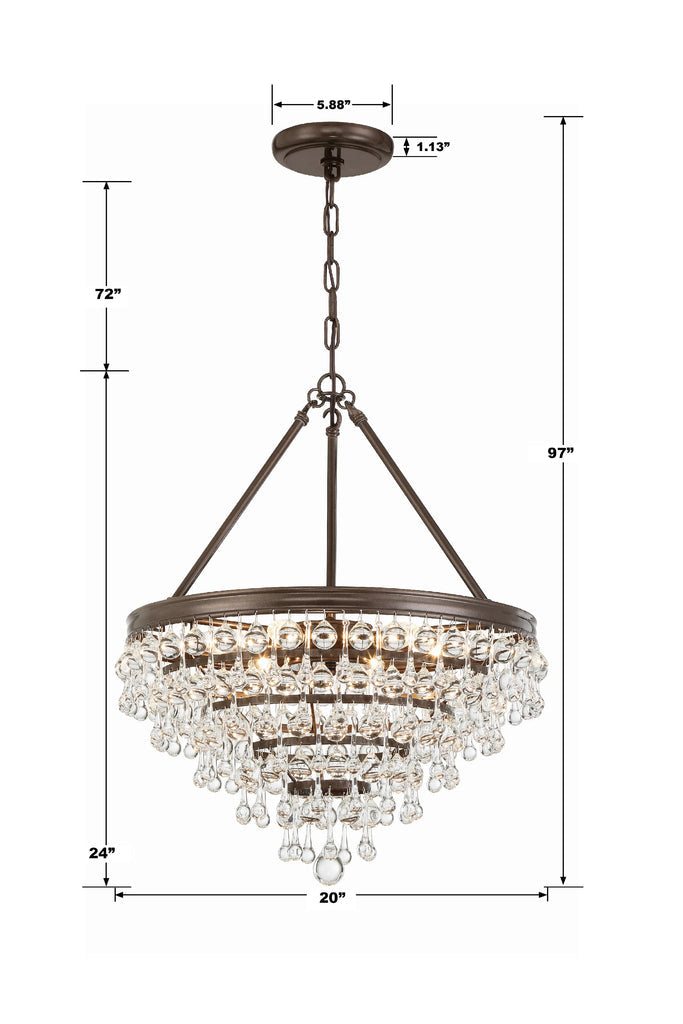 Calypso 6 Light Crystal Teardrop Vibrant Bronze Chandelier Crystorama