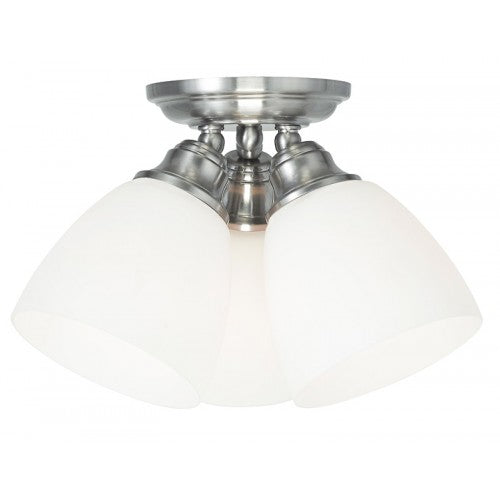 3 Light Brushed Nickel Ceiling Mount Livex