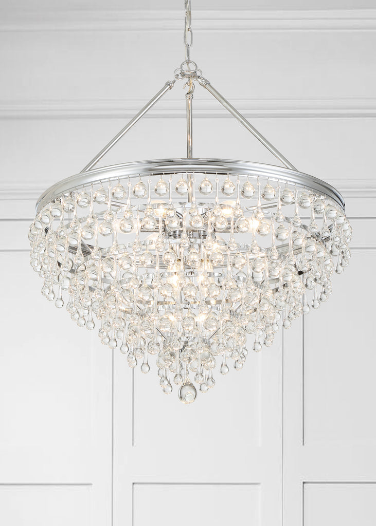 Calypso 8 Light Crystal Teardrop Polished Chrome Chandelier Crystorama